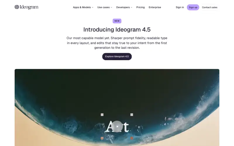 Screenshot of ideogram.ai, further down the homepage