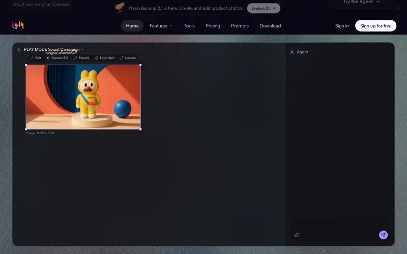 Screenshot of igly.ai, further down the homepage