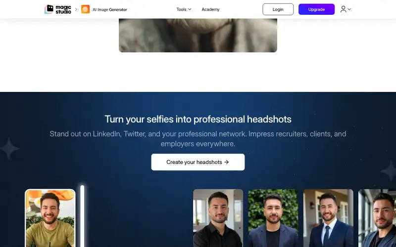 Screenshot of magicstudio.com, further down the homepage