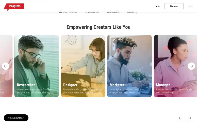 Screenshot of infogram.com, further down the homepage