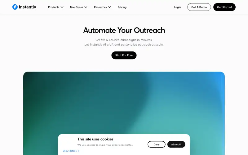 Screenshot of instantly.ai, further down the homepage