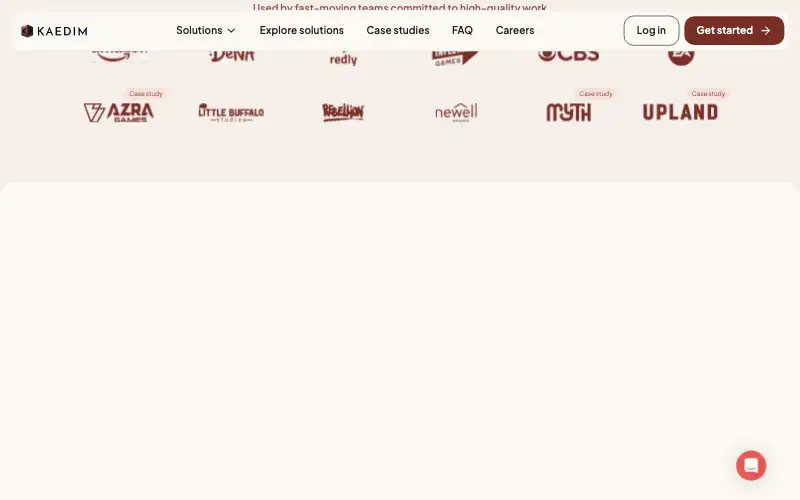 Screenshot of kaedim3d.com, further down the homepage