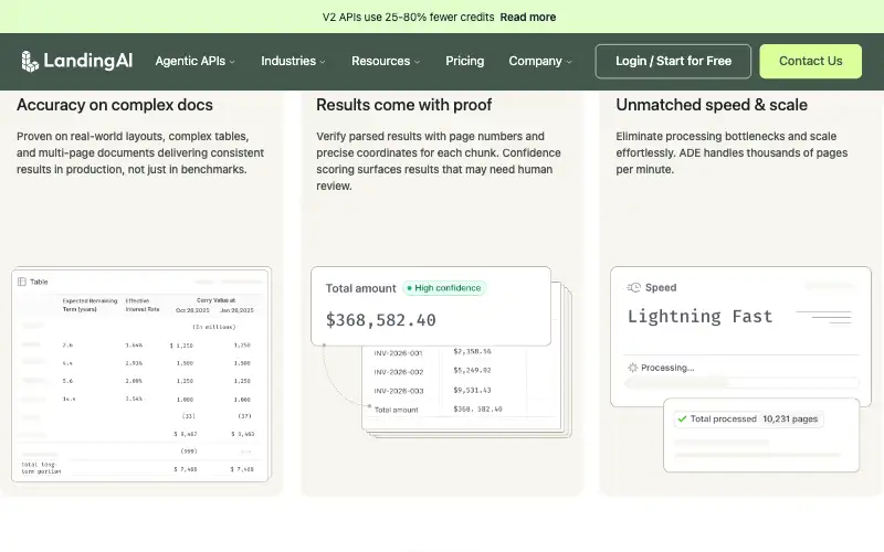 Screenshot of landing.ai, further down the homepage