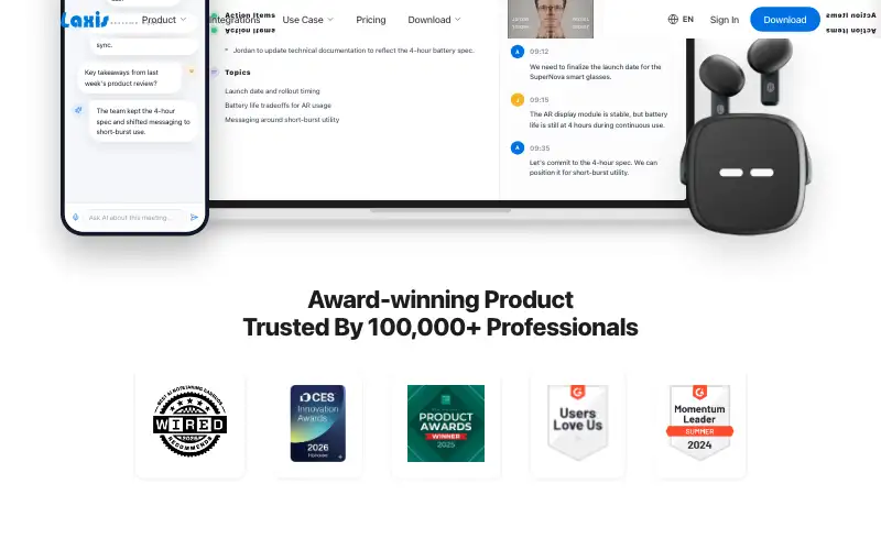 Screenshot of laxis.com, further down the homepage