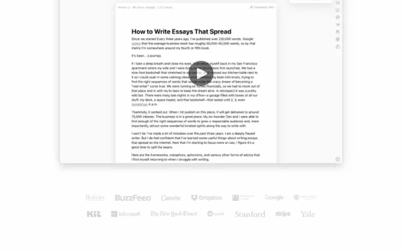 Screenshot of lex.page, further down the homepage