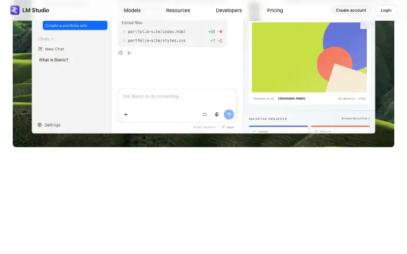 Screenshot of lmstudio.ai, further down the homepage