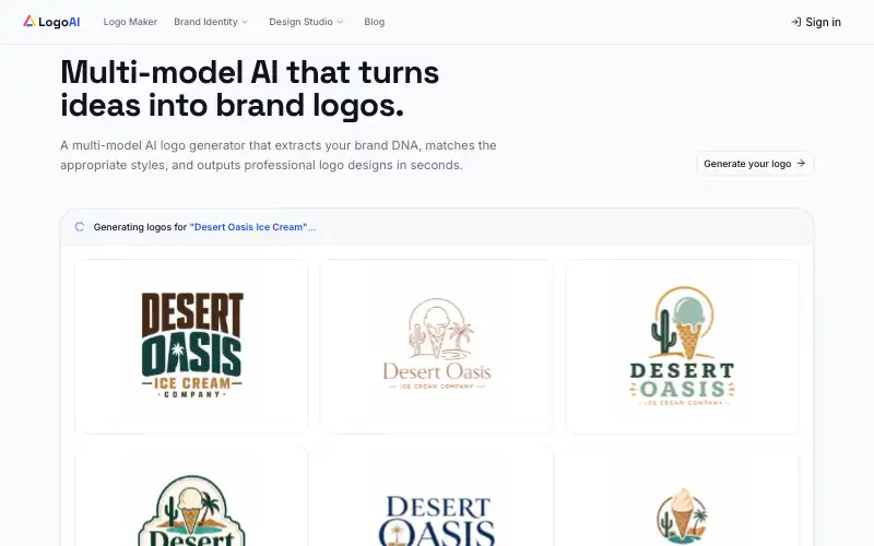 Screenshot of logoai.com, further down the homepage