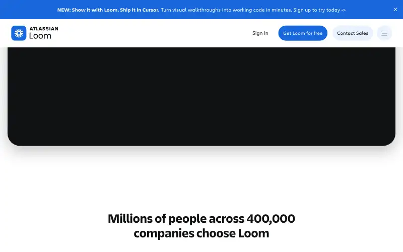 Screenshot of loom.com, further down the homepage