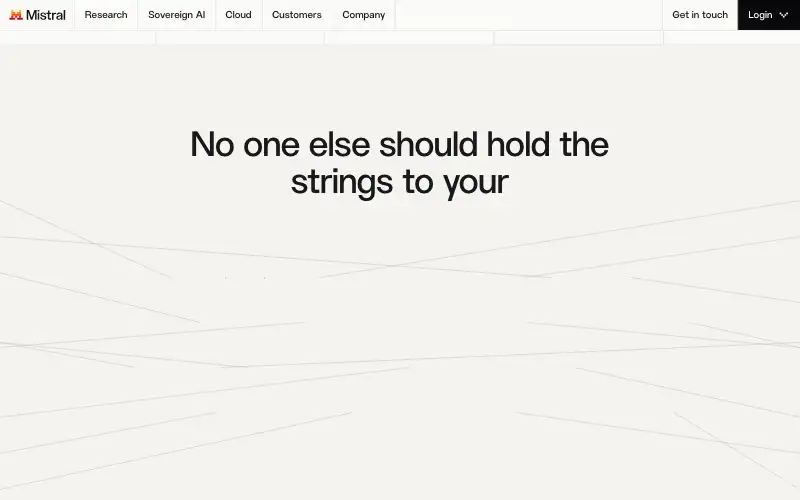Screenshot of mistral.ai, further down the homepage