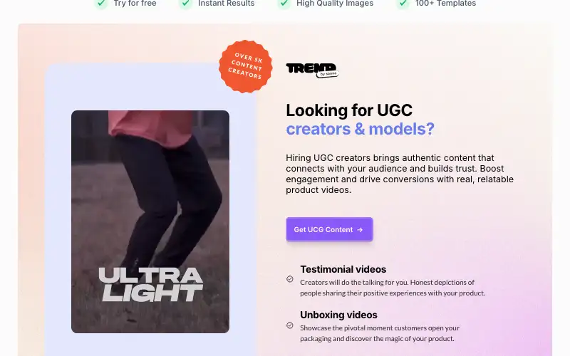 Screenshot of mokker.ai, further down the homepage