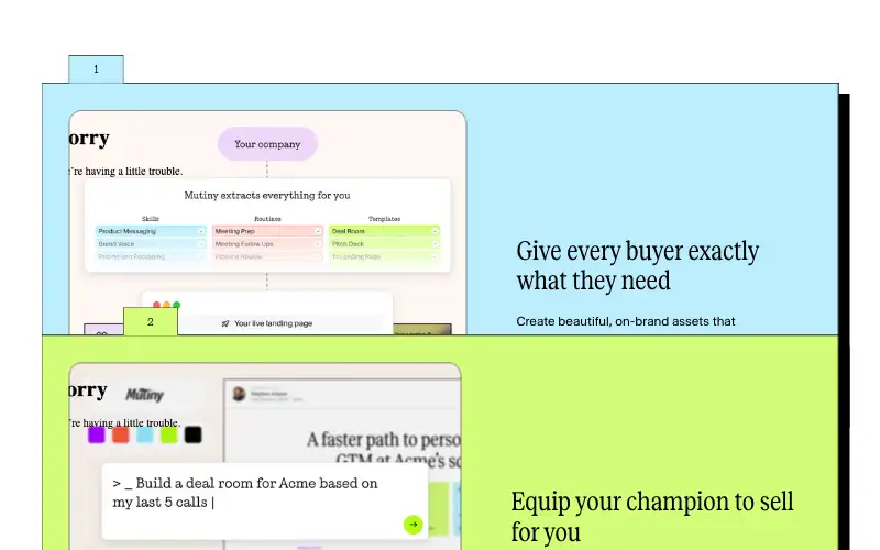 Screenshot of mutinyhq.com, further down the homepage