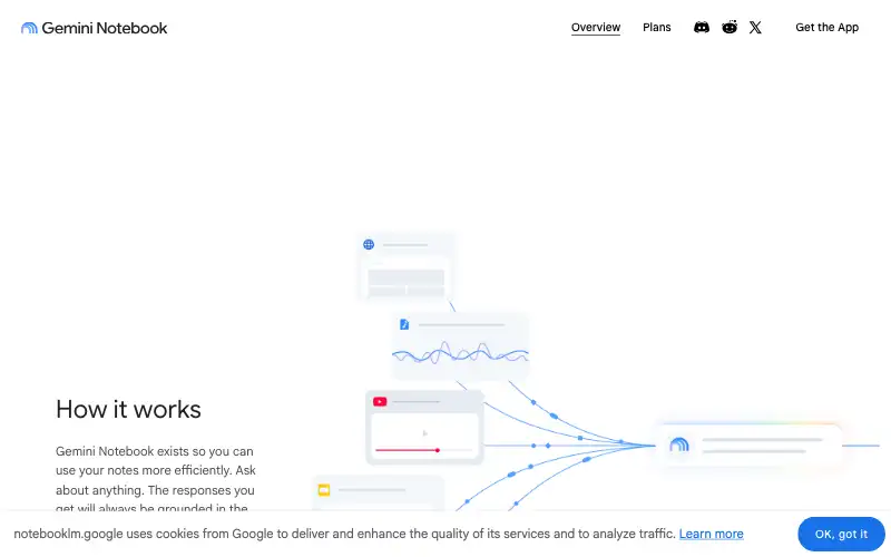 Screenshot of notebooklm.google, further down the homepage