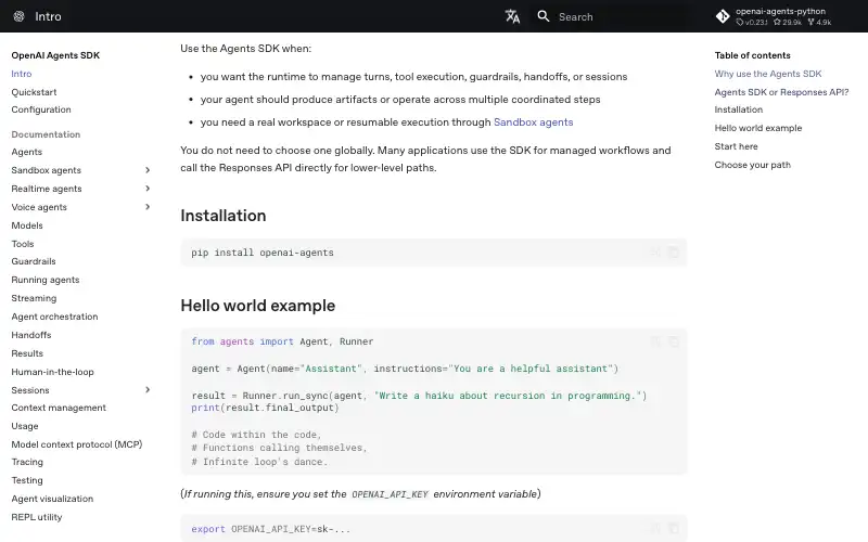 Screenshot of openai.github.io, further down the homepage