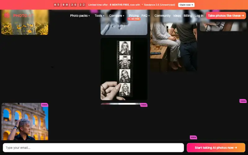 Screenshot of photoai.com, further down the homepage