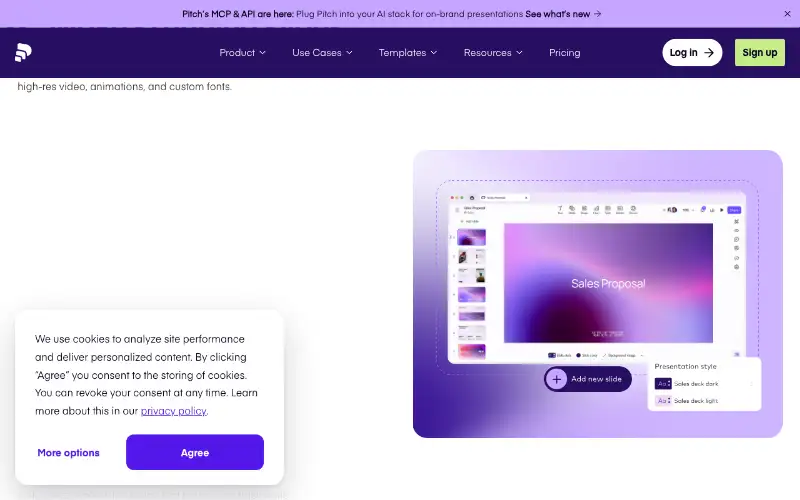 Screenshot of pitch.com, further down the homepage