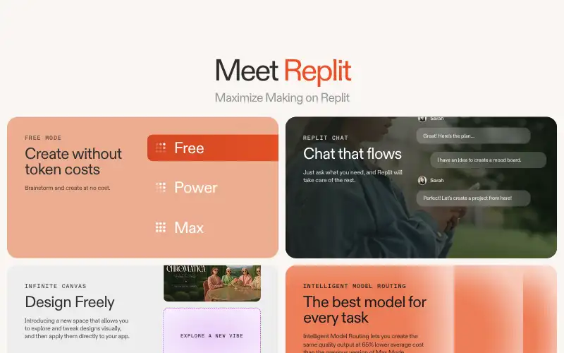 Screenshot of replit.com, further down the homepage