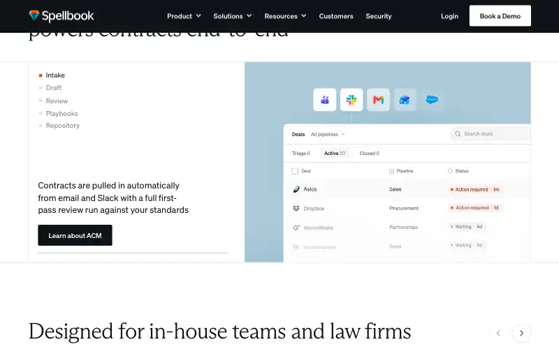 Screenshot of spellbook.com, further down the homepage