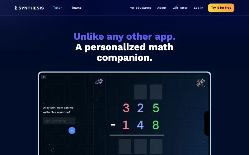 Screenshot of synthesis.com, further down the homepage