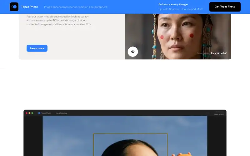 Screenshot of topazlabs.com, further down the homepage