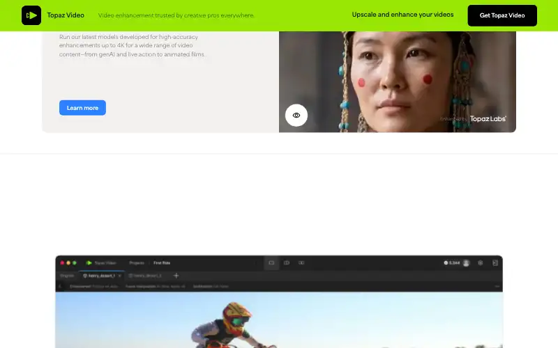 Screenshot of topazlabs.com, further down the homepage
