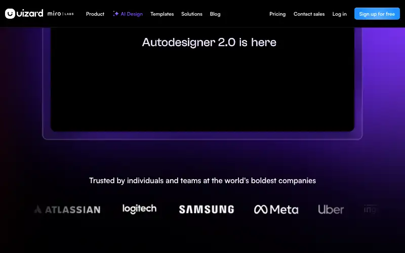 Screenshot of uizard.io, further down the homepage