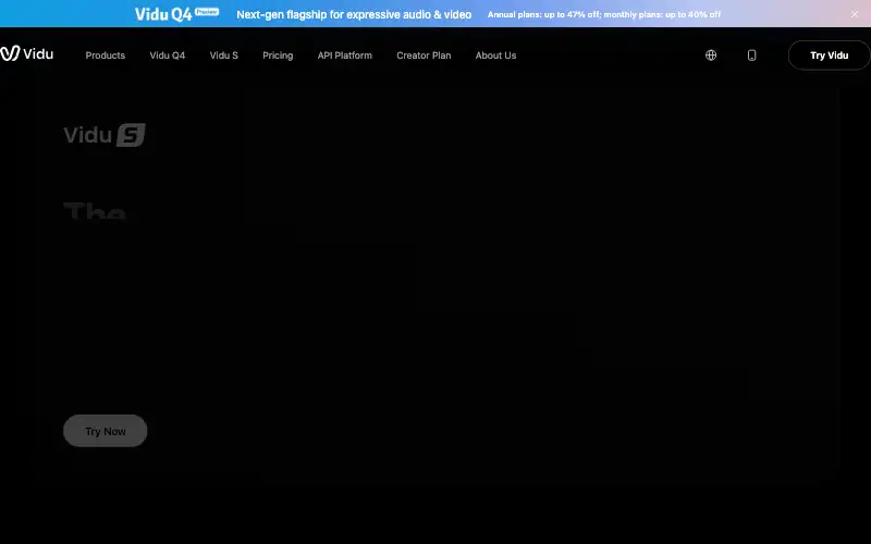Screenshot of vidu.com, further down the homepage