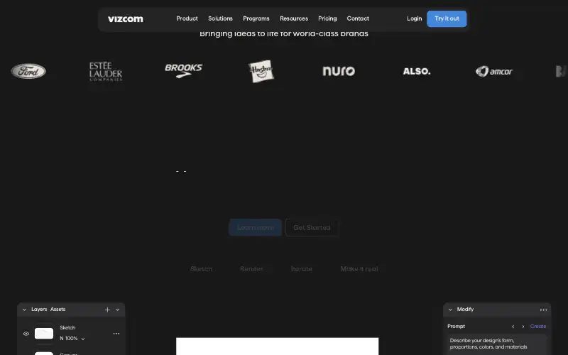 Screenshot of vizcom.com, further down the homepage