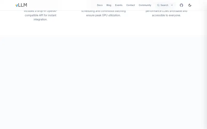 Screenshot of vllm.ai, further down the homepage