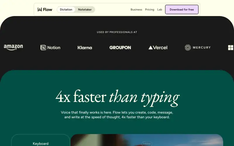 Screenshot of wisprflow.ai, further down the homepage