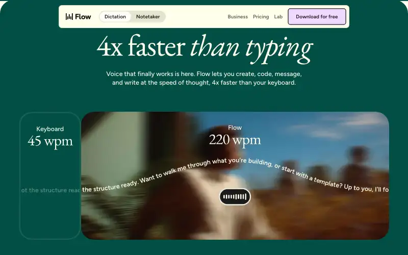 Screenshot of wisprflow.ai, further down the homepage
